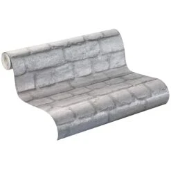 Rasch Kids & Teens III | 226751 | Imitation Pierre & Béton | 0.53 M X 10.05 M | Argent Métallisé -Décoration Intérieur 226751 roll 1