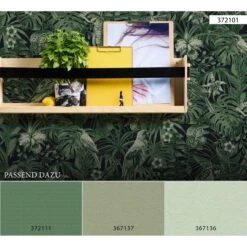 A.S. Creation Flavour | 367137 | Papier Peint Intissé Uni | 0.53 M X 10.05 M | Vert -Décoration Intérieur 367137 5