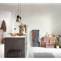 A.S. Creation Elements | 907851 | Papier Peint Intissé Pierre Brique | 0.53 M X 10.05 M | Blanc -Décoration Intérieur 907851 6