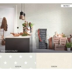 A.S. Creation Elements | 907851 | Papier Peint Intissé Pierre Brique | 0.53 M X 10.05 M | Blanc -Décoration Intérieur 907851 8