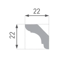 Moulure De Plafond Design Marbet E-23 | 22 X 22 Mm | Polystyrène Résistant à L'impact, à L'humidité