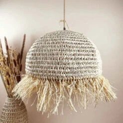 Abat-jour Coupole Pour Luminaire En Raphia Avec Franges Fait Main 6 Abat-jour Coupole Pour Luminaire En Raphia Avec Franges Fait Main -Décoration Intérieur abat jour coupole en raphia avec franges 2