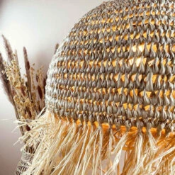 Abat-jour Coupole Pour Luminaire En Raphia Avec Franges Fait Main 7 Abat-jour Coupole Pour Luminaire En Raphia Avec Franges Fait Main -Décoration Intérieur abat jour coupole en raphia avec franges 3