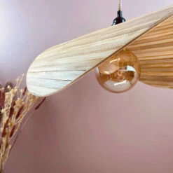Abat Jour Courbe En Bois De Bambou Coloris Naturel Fait à Bali -Décoration Intérieur abat jour courbe en bois de bambou coloris naturel 3