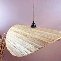 Abat Jour Courbe En Bois De Bambou Coloris Naturel Fait à Bali -Décoration Intérieur abat jour courbe en bois de bambou coloris naturel 4
