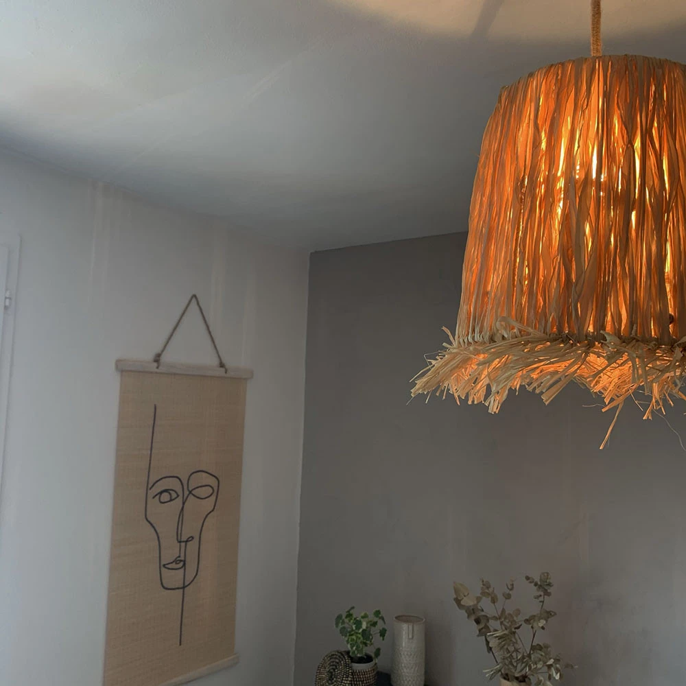 Abat-jour Pour Luminaire En Raphia Avec Franges - Hauteur 25 Cm 2 Abat-jour Pour Luminaire En Raphia Avec Franges - Hauteur 25 Cm – Image 2