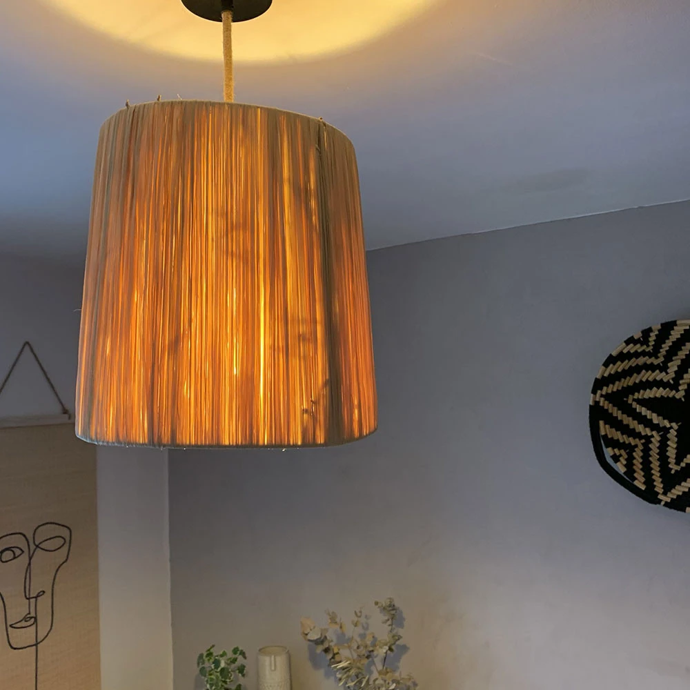 Abat-jour Pour Luminaire En Raphia Fait Main - Hauteur 30 Cm 5 Abat-jour Pour Luminaire En Raphia Fait Main - Hauteur 30 Cm – Image 5