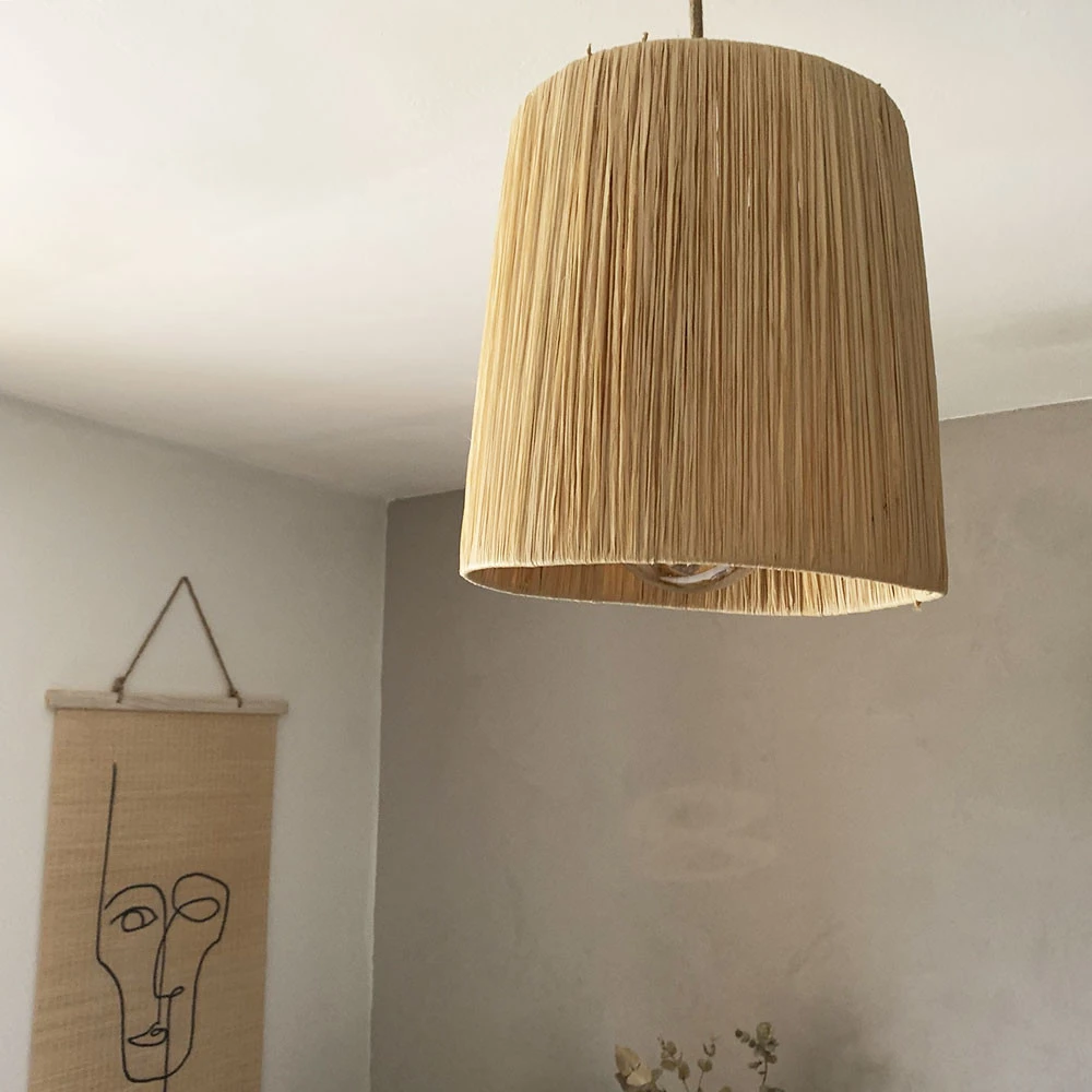 Abat-jour Pour Luminaire En Raphia Fait Main - Hauteur 30 Cm 6 Abat-jour Pour Luminaire En Raphia Fait Main - Hauteur 30 Cm – Image 6