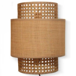 Applique Luminaire En Cannage Avec Abat-jour Raphia Naturel