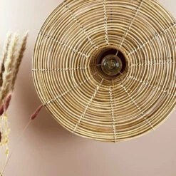 Applique Murale En Rotin Naturel Ronde D48cm - électrifiée -Décoration Intérieur applique murale en rotin naturel ronde d48cm electrifiee 2