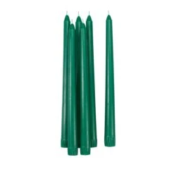 Bougies Effilées Non Parfumées Vert, Les 6