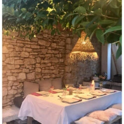 Abat-jour Pour Suspension Naturelle XL Doum Fibres Alfa Tressées -Décoration Intérieur grande suspension fibres de palmier 3