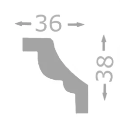 Moulure De Plafond élégante | 36 X 38 Mm | Polystyrène