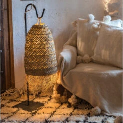 Abat Jour Pour Lampe Bohème L Forme Allongée En Fibres Naturelles -Décoration Intérieur luminaire boheme forme conique 2