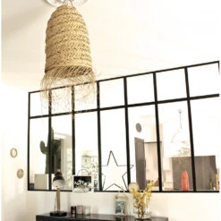 Abat Jour Pour Lampe Bohème L Forme Allongée En Fibres Naturelles -Décoration Intérieur luminaire boheme forme conique 4