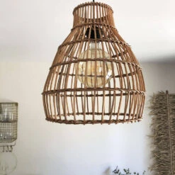 Abat Jour Pour Luminaire Naturel Sofia En Rotin Naturel Forme Nasse Marron