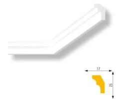 Moulure De Plafond Design Marbet E-2 | 17 X 25 Mm | Polystyrène Résistant à L'impact, à L'humidité -Décoration Intérieur marbet e2