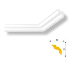 Moulure De Plafond Sobre Marbet E-22 | 30 X 30 Mm | Polystyrène Résistant à L'impact, à L'humidité -Décoration Intérieur marbet e22