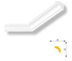 Moulure De Plafond Design Marbet E-23 | 22 X 22 Mm | Polystyrène Résistant à L'impact, à L'humidité -Décoration Intérieur marbet e23