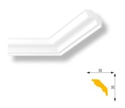 Moulure De Plafond Design Marbet E-4 | 30 X 30 Mm | Polystyrène Résistant à L'impact, à L'humidité -Décoration Intérieur marbet e4