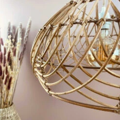 Abat Jour Pour Luminaire Rotin Naturel Forme Arrondie -Décoration Intérieur suspension abat jour rotin naturel forme arrondi 2