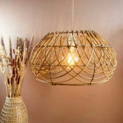 Abat Jour Pour Luminaire Rotin Naturel Forme Arrondie
