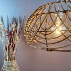 Abat Jour Pour Luminaire Rotin Naturel Forme Arrondie -Décoration Intérieur suspension abat jour rotin naturel forme arrondi 4
