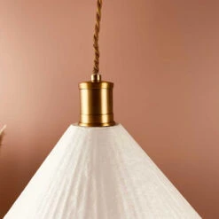 Suspension Ou Lustre Conique En Papier Gaufré Blanc Sam électrifiée -Décoration Intérieur suspension abat jour sam conique en papier gaufre blanc d36cm electrifiee 2