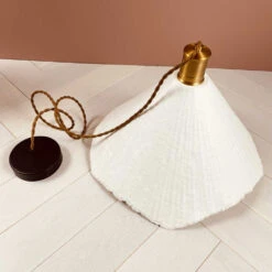 Suspension Ou Lustre Conique En Papier Gaufré Blanc Sam électrifiée -Décoration Intérieur suspension abat jour sam conique en papier gaufre blanc d36cm electrifiee 3