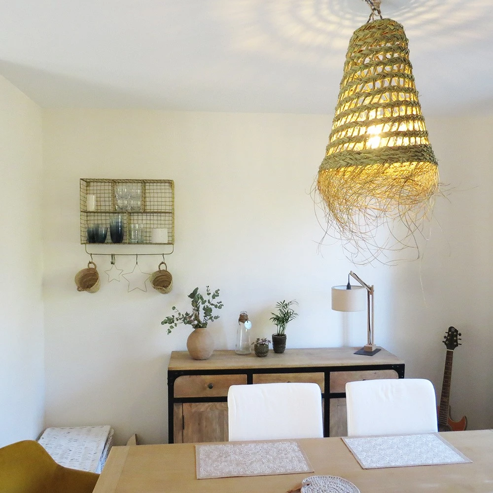 Abat Jour Pour Lampe Ajouré Forme Allongée En Paille Naturelle Tressée 5 Abat Jour Pour Lampe Ajouré Forme Allongée En Paille Naturelle Tressée – Image 5