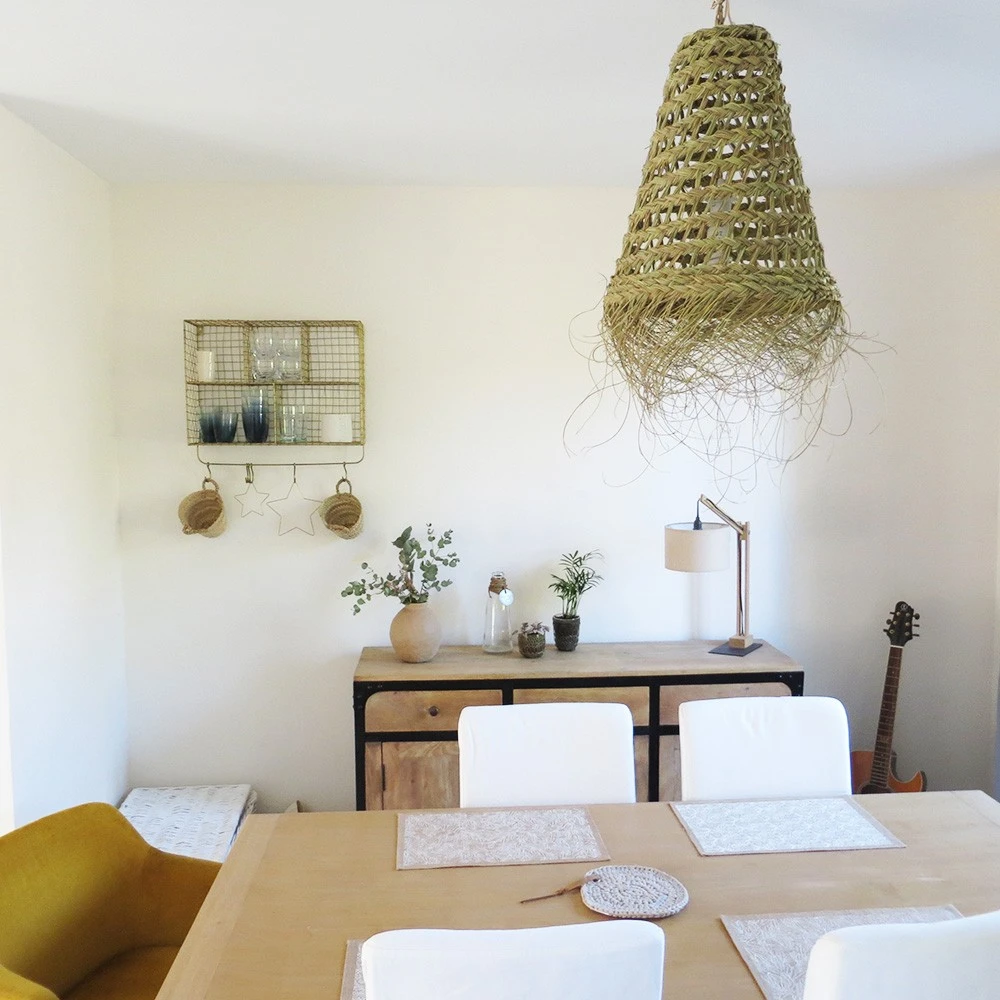 Abat Jour Pour Lampe Ajouré Forme Allongée En Paille Naturelle Tressée 6 Abat Jour Pour Lampe Ajouré Forme Allongée En Paille Naturelle Tressée – Image 6