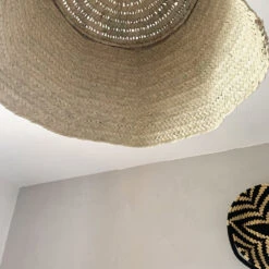 Abat Jour Pour Luminaire Marocain Bohème En Paille De Palmier -Décoration Intérieur suspension boheme en paille de palmier 2
