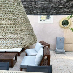 Abat Jour Pour Lustre Conique En Fibres De Palmier "Doum" Du Maroc Tressée -Décoration Intérieur suspension conique en fibres alfa doum du maroc tressee 4