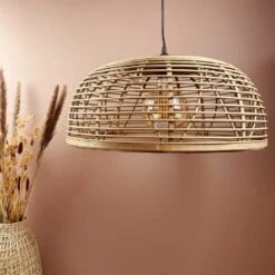 Suspension Coupole En Bambou Grisé Jenas D50cm Tout équipée