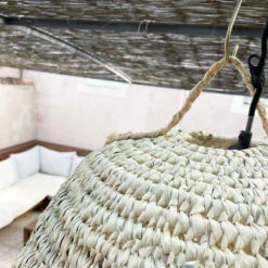 Abat Jour Pour Lampe Coupole En Fibres De Palmier "Doum" Du Maroc Tressée -Décoration Intérieur suspension coupole en fibres maroc tressee 5