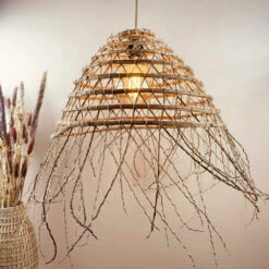 Abat-jour Forme Dôme En Branches De Palmier Dattier