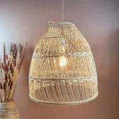 Abat-jour En Rotin Naturel Forme Cloche Modèle Laura