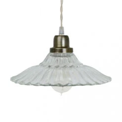 Suspension En Verre Transparent Et Monture Antique