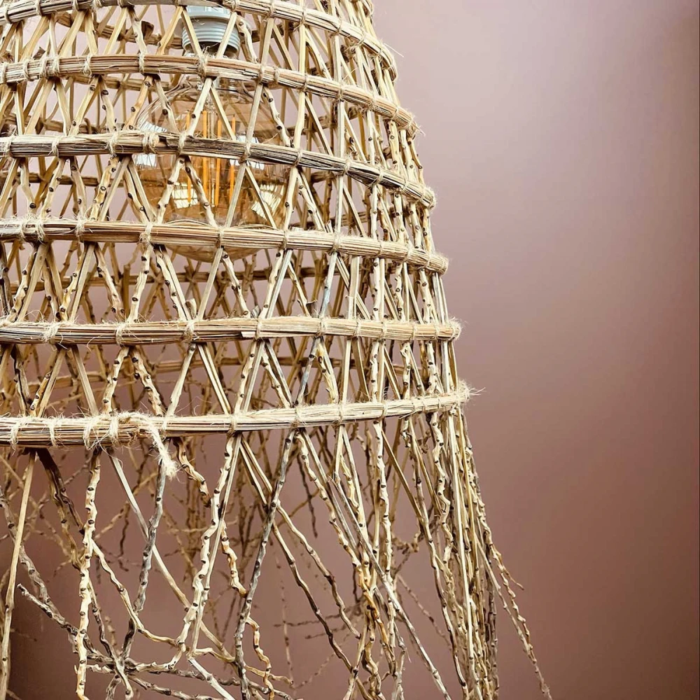 Abat Jour Pour Luminaire Forme Allongée En Branches De Palmier Dattier 2 Abat Jour Pour Luminaire Forme Allongée En Branches De Palmier Dattier – Image 2