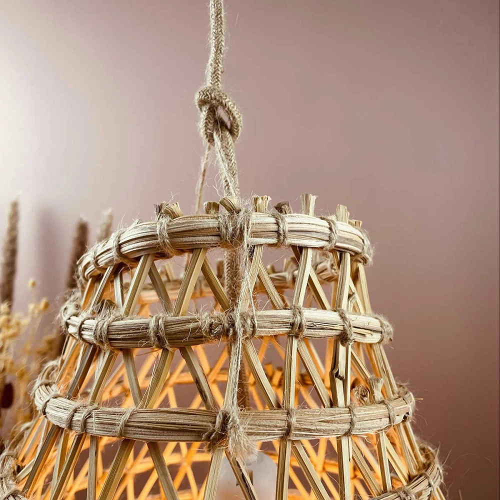 Abat Jour Pour Luminaire Forme Allongée En Branches De Palmier Dattier 3 Abat Jour Pour Luminaire Forme Allongée En Branches De Palmier Dattier – Image 3