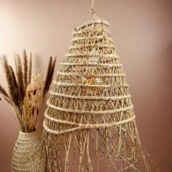 Abat Jour Pour Luminaire Forme Allongée En Branches De Palmier Dattier 8 Abat Jour Pour Luminaire Forme Allongée En Branches De Palmier Dattier -Décoration Intérieur suspension forme allongee en branches de palmier dattier 3