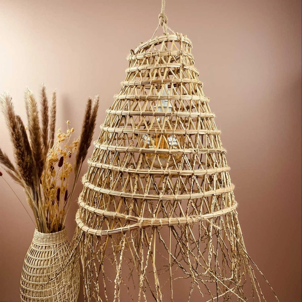 Abat Jour Pour Luminaire Forme Allongée En Branches De Palmier Dattier 4 Abat Jour Pour Luminaire Forme Allongée En Branches De Palmier Dattier – Image 4