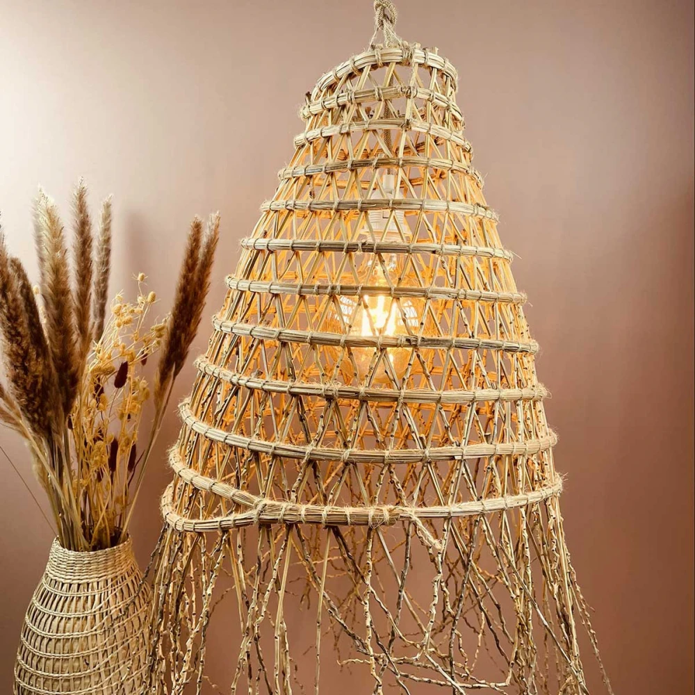 Abat Jour Pour Luminaire Forme Allongée En Branches De Palmier Dattier 1 Abat Jour Pour Luminaire Forme Allongée En Branches De Palmier Dattier