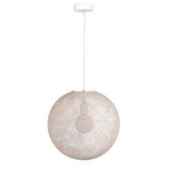 Suspension Globe écru Taille M 36cm - La Case De Cousin Paul -Décoration Intérieur suspension globe ecru 36cm 4