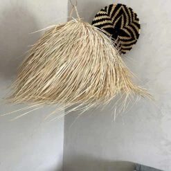 Abat Jour Pour Luminaire Marocain Demi-cercle Avec Franges En Palmier Tressé -Décoration Intérieur suspension marocaine demi cercle palmier tresse 2