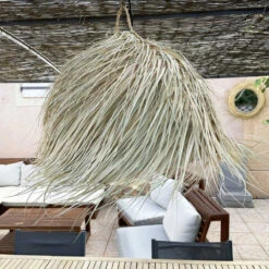 Abat Jour Pour Luminaire Marocain Demi-cercle Avec Franges En Palmier Tressé