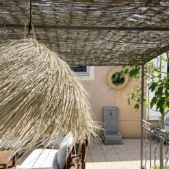 Abat Jour Pour Luminaire Marocain Demi-cercle Avec Franges En Palmier Tressé -Décoration Intérieur suspension marocaine demi cercle palmier tresse 3