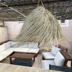 Abat Jour Pour Luminaire Marocain Demi-cercle Avec Franges En Palmier Tressé -Décoration Intérieur suspension marocaine demi cercle palmier tresse 5