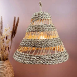 Abat-jour Pour Suspension Naturel Ajourée Conique Fibre Alfa -Décoration Intérieur suspension naturelle ajouree h40cm conique fibre alfa tressee 2