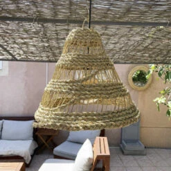 Abat-jour Pour Suspension Naturel Ajourée Conique Fibre Alfa